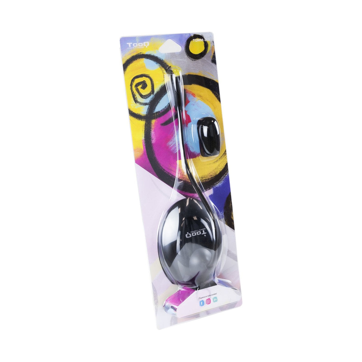Tooq Microfono De Escritorio Flexible Omnidireccional - Interruptor On/Off - Cable De 2m - Jack 3.5mm - Negro