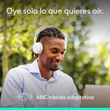 Auriculares Logitech Zone Wireless 2 Inalámbricos Bluetooth Con Cancelación De Ruido Blanco Crudo