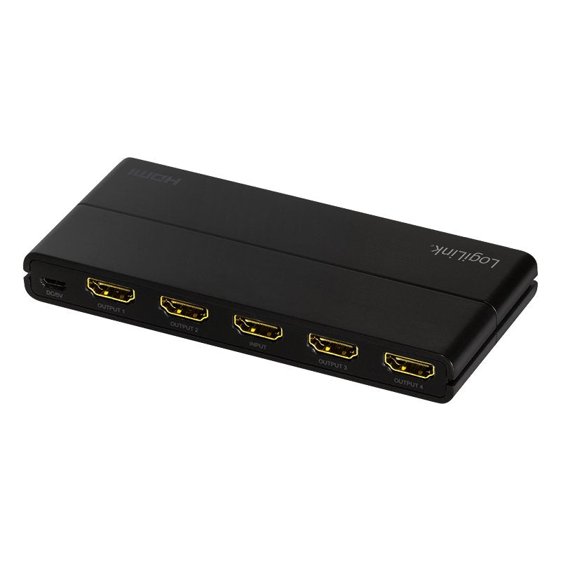 Divisor Hdmi Logilink 1x4 Puerto, 4k / 60hz, Downscaler, Negro.