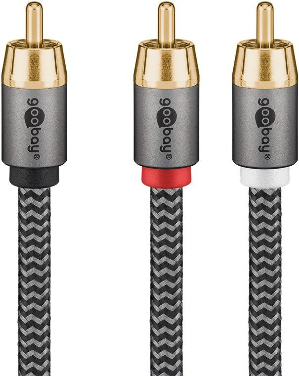 Cable 10,0m 1xrca M A 2xrca Macho Subwoofer Flexiplus Nylon Goobay