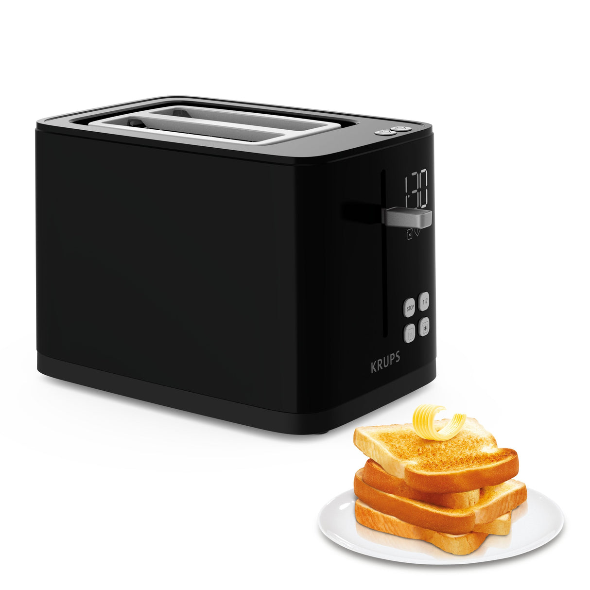 Tostadora Krups Smart'N Light Kh6418 Negra, 850 Vatios, Para 2 Rebanadas De Pan Tostado Kh6418