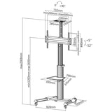 Roline Lcd- Tv-Rollstnder, 37-70 Zoll, Bis 50 Kg, Silberfarben