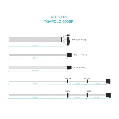 EAN 8433281010260 - TooQ TQAPOLO-500SP unidad de fuente de alimentación 500 W 20+4 pin ATX ATX Plata imagen 5