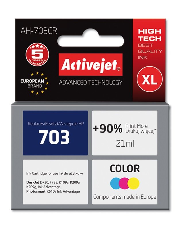 EAN 4902412128234 - Activejet AH-703CR cartucho de tinta 1 pieza(s) Compatible Alto rendimiento (XL) Cian, Magenta, Amarillo imagen 2