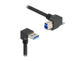 Delock 80481 Cable Usb 5 Gbps Usb Tipo-A Macho 90° Inclinado Hacia Abajo A Usb Tipo-B Macho Con Tornillo 90° Ángulo Recto 1 M Negro