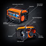 Extralink Ex.30349 Motor-Generador 2800 W 15 L Gasolina Negro, Naranja