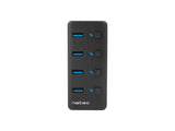 Natec Hub Usb 3.0 Mantis2, 4-Ports On/Off With Ac Adapter, Black