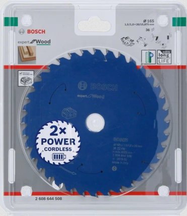 Hoja De Sierra Circular Bosch Professional Expert Para Madera, Ø 165 Mm, Orificio 36z De 20 Mm, Para Sierras Circulares Portátiles Con Batería 2608644508