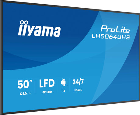 EAN 4948570125340 - iiyama LH5064UHS-B1AG pantalla de señalización Pantalla plana para señalización digital 127 cm (50") Wifi imagen 4
