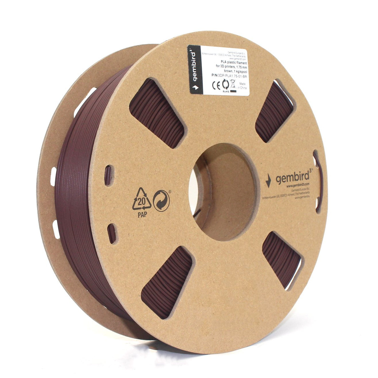 EAN 8716309094702 - Gembird 3DP-PLA1.75-01-BR material de impresión 3d Ácido poliláctico (PLA) Marrón 1,4 kg imagen 3