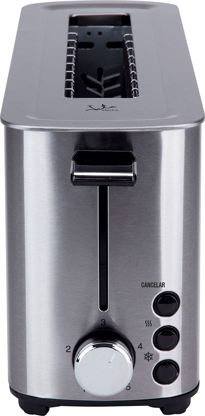 Tostadora Jata Tt1043 1000w Cuerpo Acero Inox Boca Ancha 40mm 5 Posiciones Tostado Pulsador Parada Voluntaria