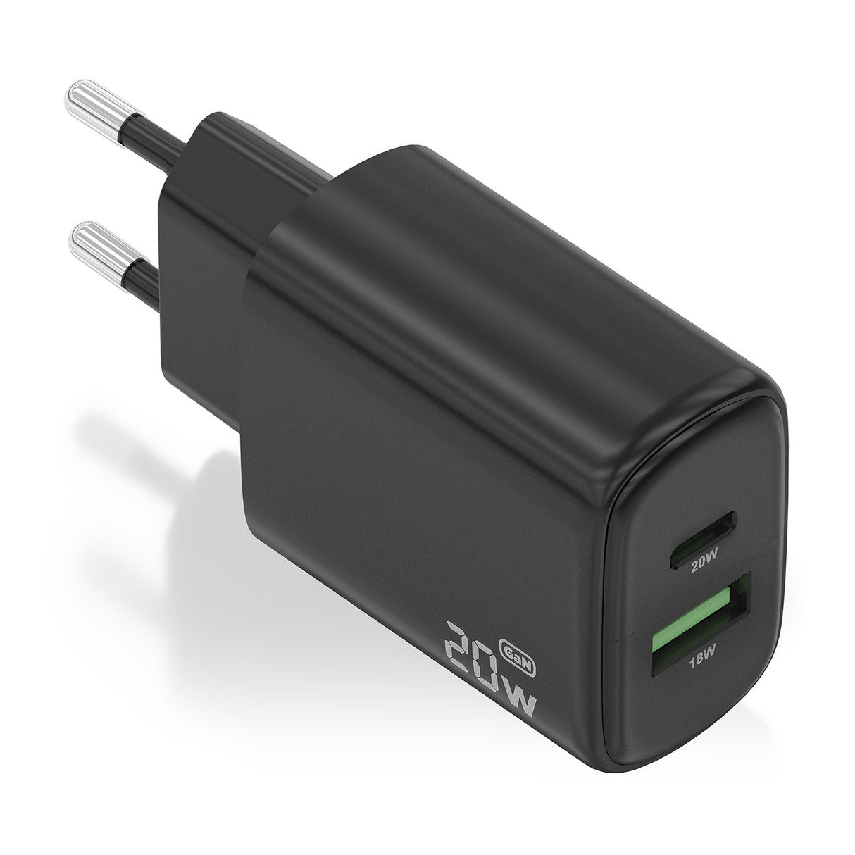 Aisens Cargador Gan 20w, 1xusb-C Pd3.0, 1xusb-A Qc3.0, Negro