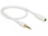 Delock Klinkenverlängerungscable 3,5 Mm 4 Pin Stecker Zu Buchse 0,5 M Weiss