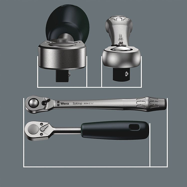 Wera 8004 B Zyklop Metal Ratchet M. Umschalthebel W. 3/8"-Antri
