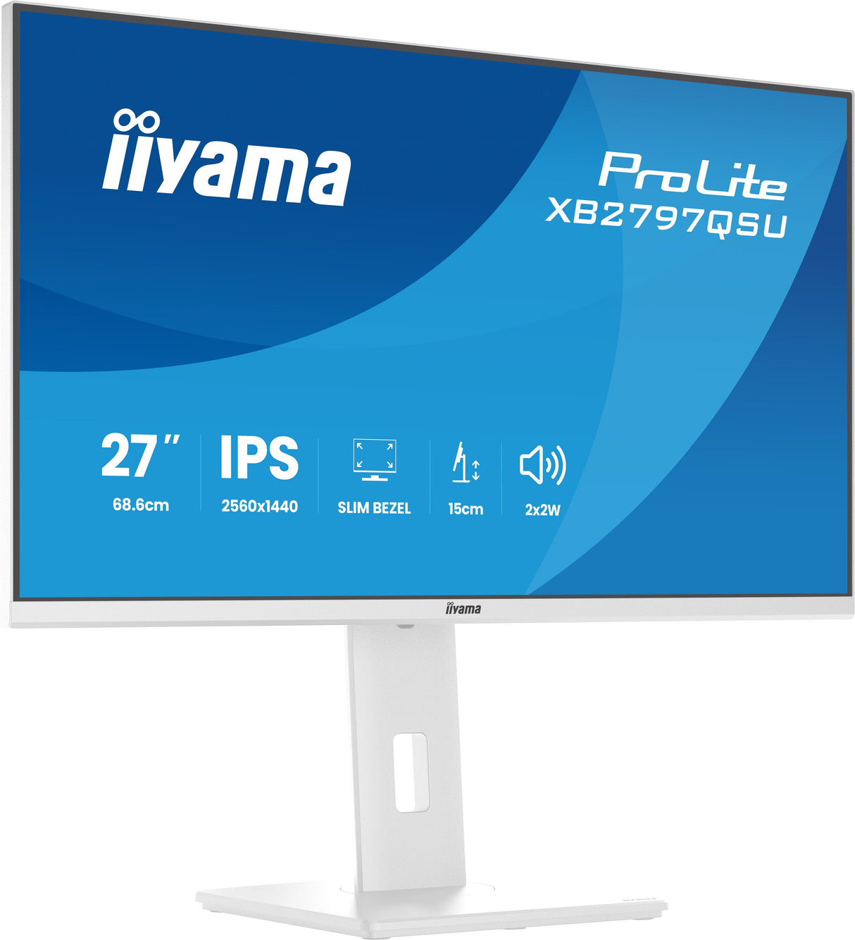 Monitor  Iiyama Prolite Xb2797qsu-W1 Led 27" 2560 X 1440 Qhd @ 75 Hz Ips 350 Cd/M² 1000:1 1 Ms 2xhdmi Displayport Altavoces Mate Blanco