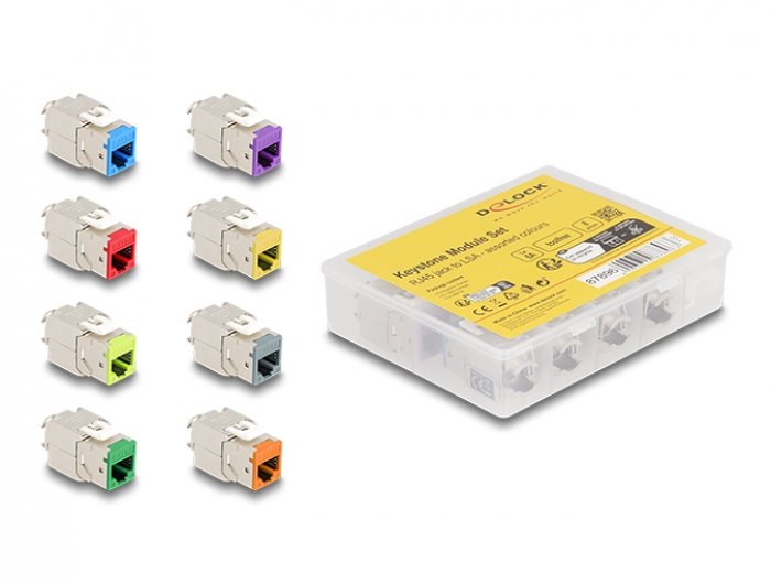 Delock 87896 Módulo Keystone Rj45 Hembra A Lsa Cat.6a Montaje Sin Herramientas Colores Surtidos Juego 8 Piezas