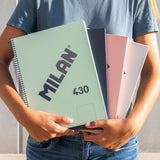 Milan Libreta Con Espiral A4 80 Hojas 95gr Papel Blanco Serie 1918 Pack 4 Colores Surtidos