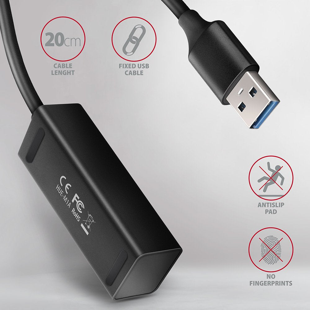 Axagon Hue-M1a Hub De Interfaz Usb 3.2 Gen 1 (3.1 Gen 1) Type-A 5000 Mbit/S Negro