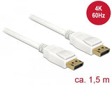 Delock 85509 Cable Displayport 1,5 M Blanco  4k 60hz