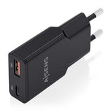 Aisens Cargador Gan Ultra Delgado 30w, 1xusb-C Pd3.0 Qc4.0, 1xusb-A Qc3.0, Negro