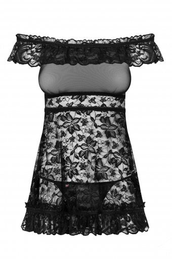 Babydoll Negro L/Xl, Obsessive - Flores
