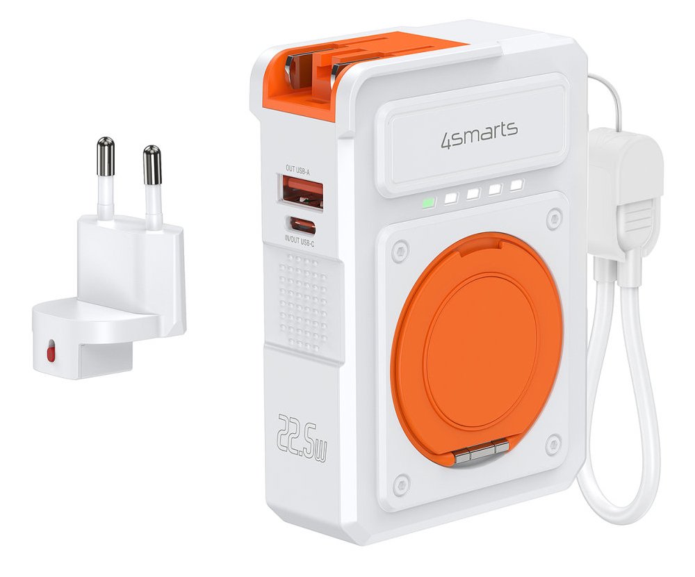 4smarts 541384 Batería Externa Polímero De Litio 10000 Mah Cargador Inalámbrico Naranja, Blanco