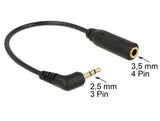 Delock Audiocable Klinkenstecker 2,5 Mm 3 Pin Gewinkelt > Klinkenbuchse 3,5 Mm 4 Pin