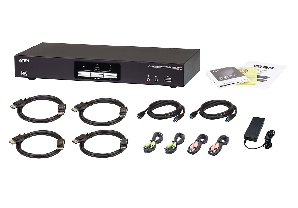 Aten Cs1942dp Switch Kvmp De Doble Pantalla Usb 3.0 4k Displayport De 2 Puertos