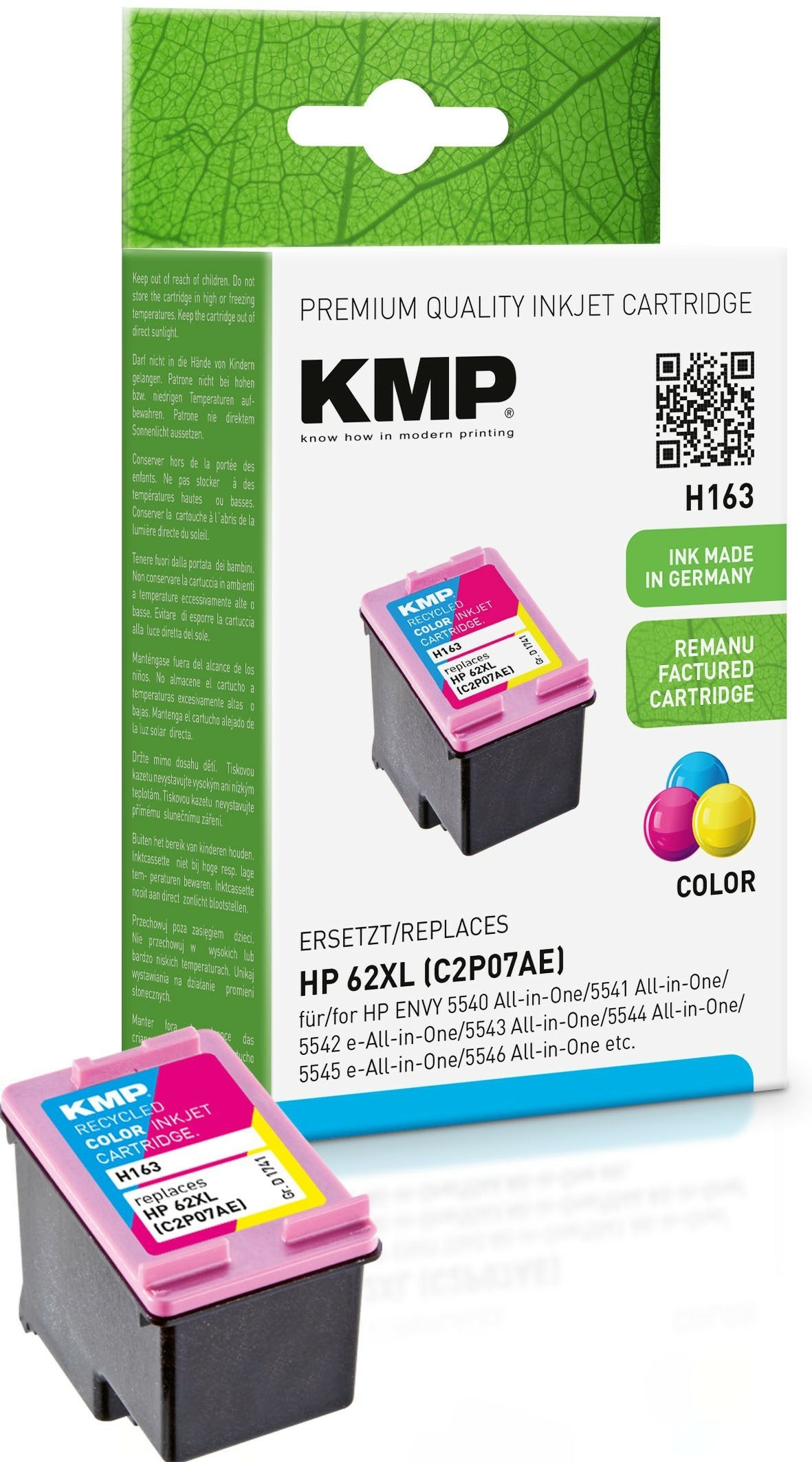 Cartucho Kmp Hp C2p07ae Nr.62xl Color 415s. H128 Rellenado