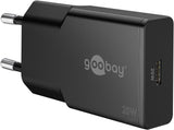 Cargador  20w Usb 1 Puert. Usb-C Negro Gan Fc Pd Slimm Goobay