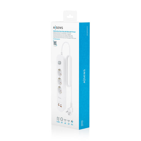 EAN 8435739904428 - AISENS ASPS-2A2C10-W base múltiple 1,4 m 3 salidas AC Interior imagen 7