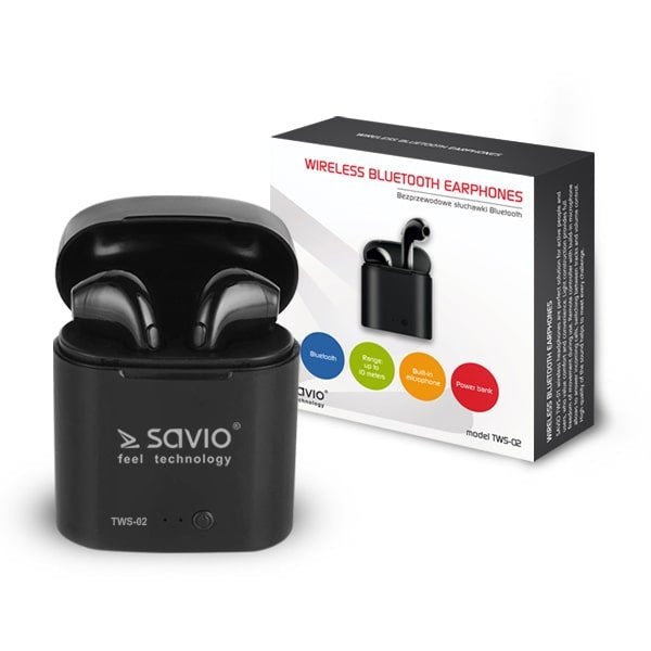 EAN 5901986045281 - Savio TWS-02 auricular y casco Auriculares Inalámbrico Dentro de oído Llamadas/Música Bluetooth Negro imagen 5