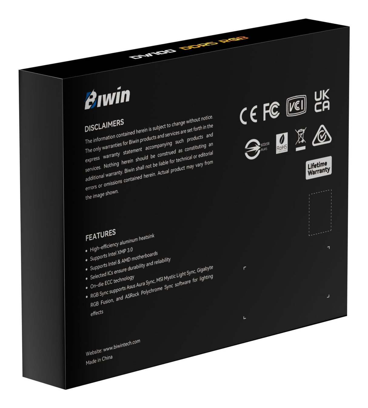 EAN 6955914623569 - Biwin DW100 módulo de memoria 64 GB 2 x 32 GB DDR5 6000 MT/s 288-pin DIMM ECC imagen 8