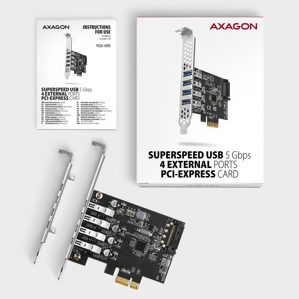 Tarjeta Axagon Pceu-43rs Pcie X1 A 4 Usb 3.0