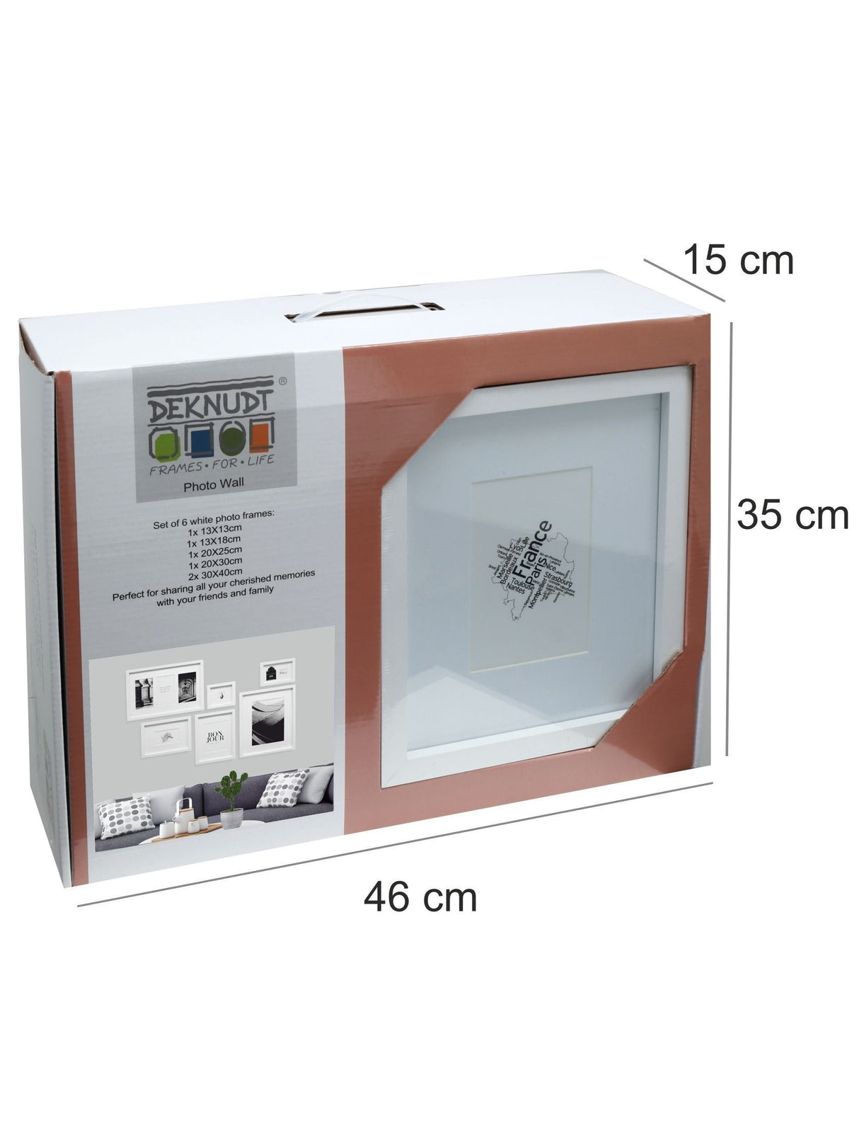 Deknudt S46yk Set Cuadro Pared W. 6 Marcos De Madera Blanca