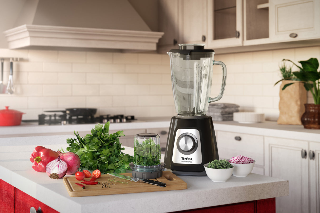 Licuadora Tefal Bl438831 Blendforce 800 W, Jarra Vidrio 1,25 L, Pica Hielo, Negro