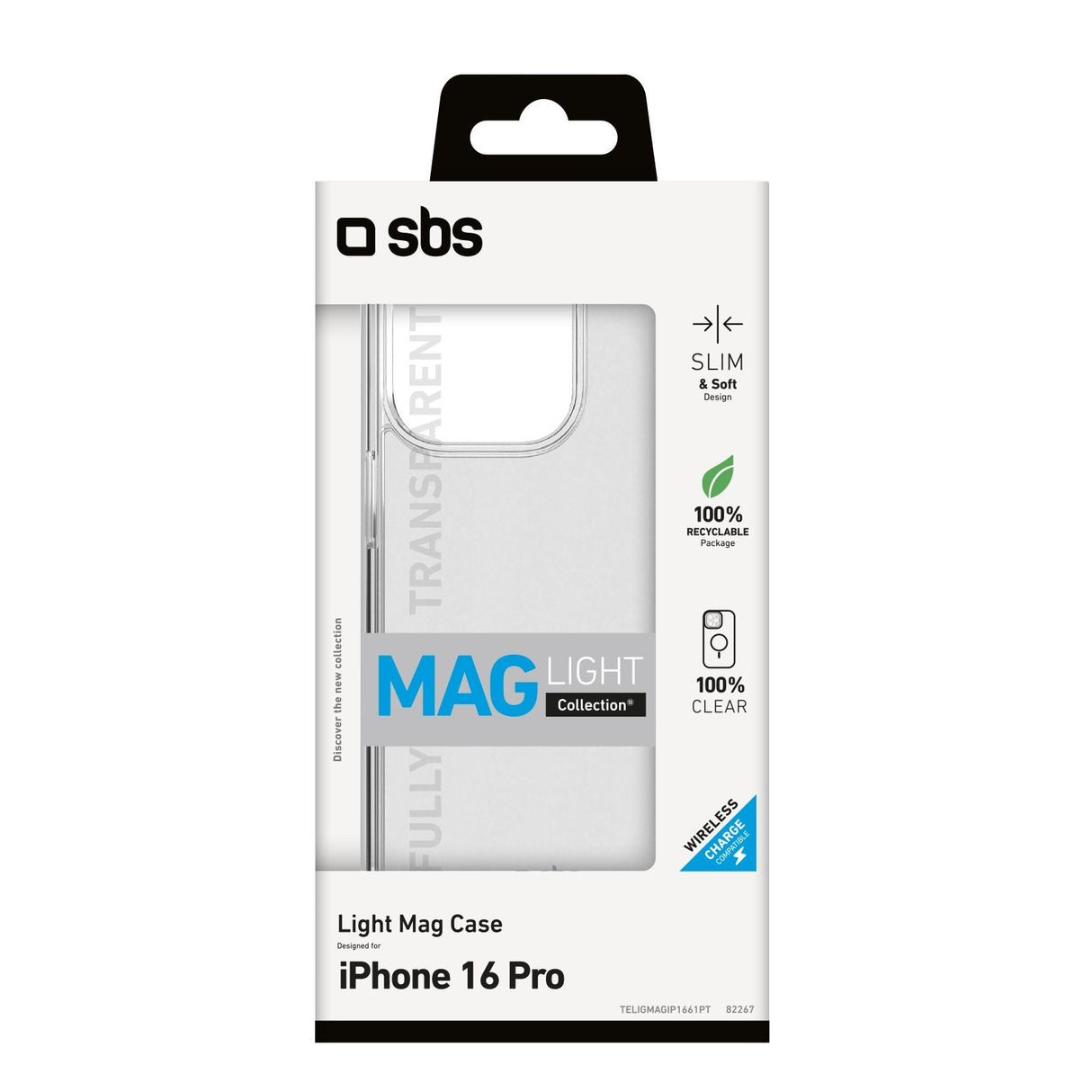 Sbs Light Mag Funda Compatible Para Iphone 16 Pro Transparentee