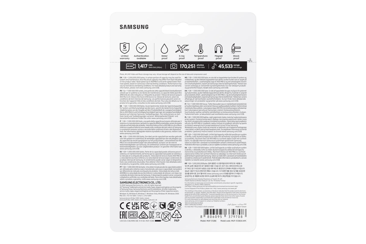 EAN 8806095379708 - Samsung MUF-512BE unidad flash USB 512 GB USB tipo A 3.2 Gen 1 (3.1 Gen 1) Gris imagen 7