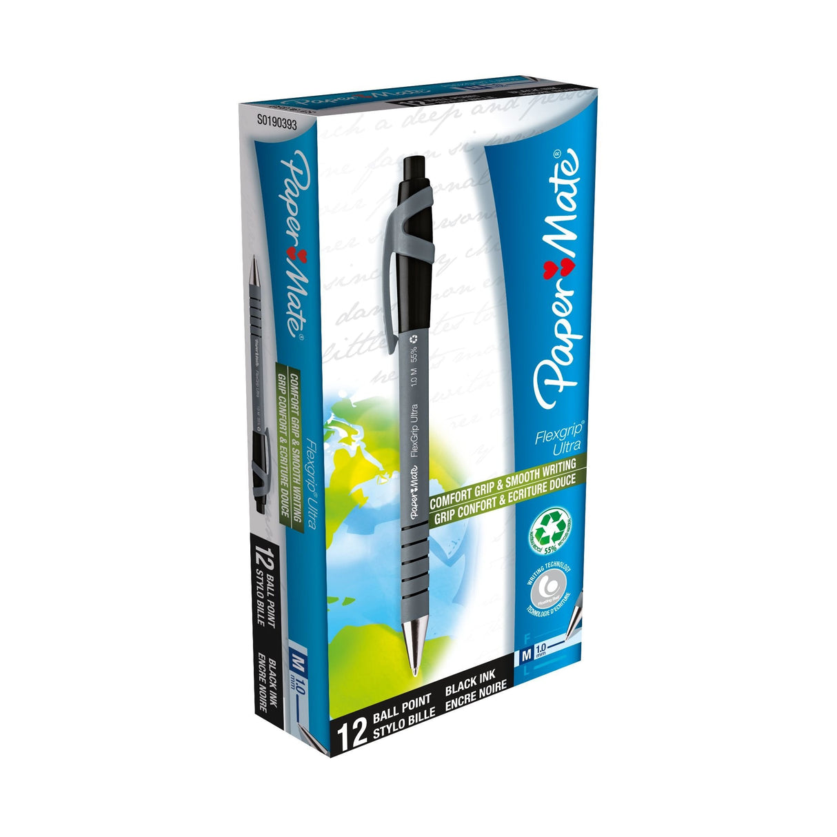 Papermate Flexgrip Ultra Negro Bolígrafo De Punta Retráctil Con Pulsador Medio 12 Pieza(S)