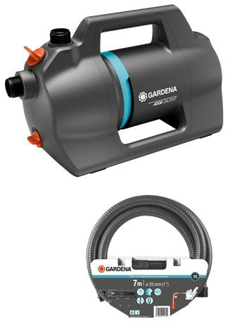Gardena Garden Pump 4100 Silent, Juego De Mangueras De Aspiración (Gris Oscuro/Turquesa, 550 Vatios, Modelo 2023) 09052-20