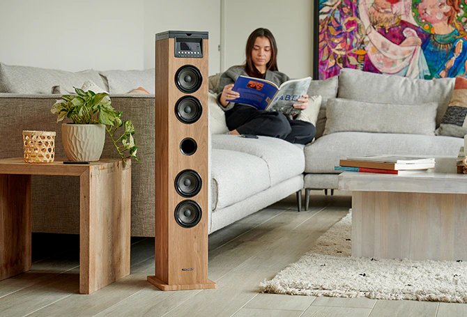 Thomson Sound Tower 60w Cd Usb Sd Radio Aux Mando Wood/Black Ds122cd