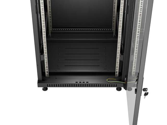 Lanberg Rack Cabinet 19 " Free Standing 18u 600x600 Flat Pack With Glass Door Black