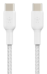 1x2 Belkin Braided Pvc Cable 1m Usb-C/Usb-C Wh.  Cab004bt1mwh2pk