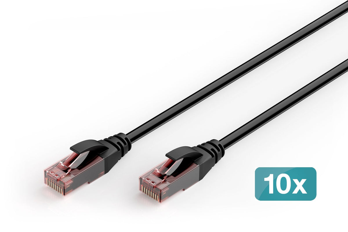Digitus Cat 6 U/Utp Outdoor-Cable De Red, Pe, 10 Unidades, 10 M, Cat6, U/Utp (Utp), Rj-45, Rj-45, Negro