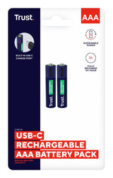 Pila Recargable Trust Usb-C Aaa 500 Mah Pack De 2 Unidades 25585