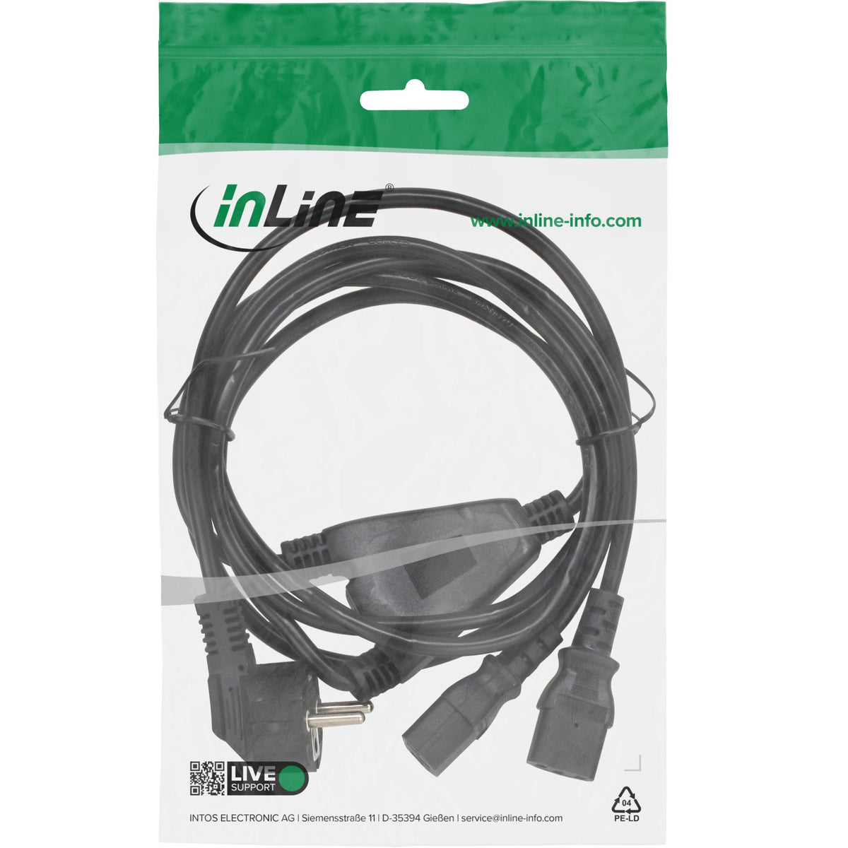 Cable En Y De Alimentación De Ca Inline Tipo F Negro 5 M