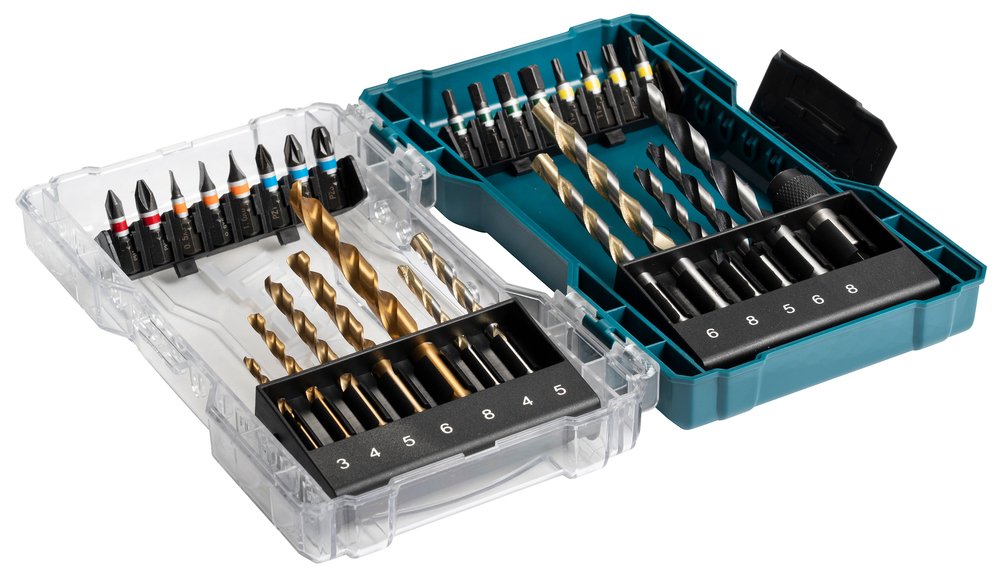 Juego De Brocas Y Brocas Makita E-07054, Caja Plegable De 29 Piezas Con Tapa Transparente E-07054