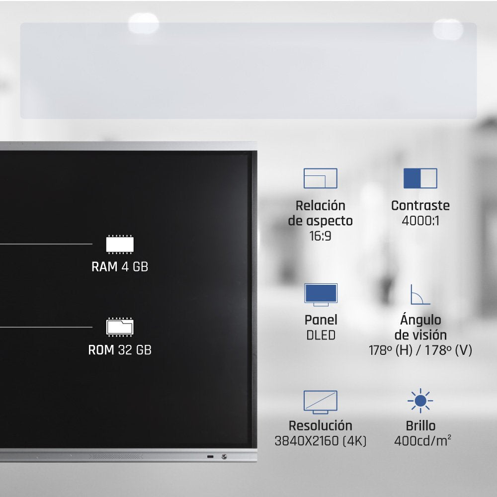EAN 8435364318805 - iggual Orchid 65" Panel plano interactivo 165,1 cm (65") LED Wifi 400 cd / m² 4K Ultra HD Negro Pantalla  imagen 10
