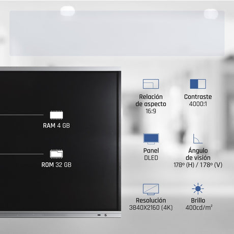 EAN 8435364318805 - iggual Orchid 65" Panel plano interactivo 165,1 cm (65") LED Wifi 400 cd / m² 4K Ultra HD Negro Pantalla  imagen 10
