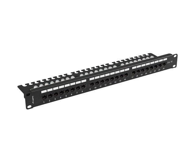 Lanberg Patch Panel 24 Port 1u 19" Cat.5e Utp With Cable Organizer Black